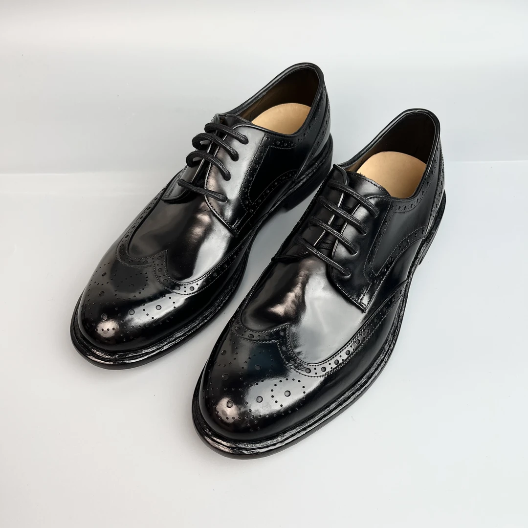 马臀皮重水洗9980布洛克休闲时尚皮底皮跟固特异手工男鞋