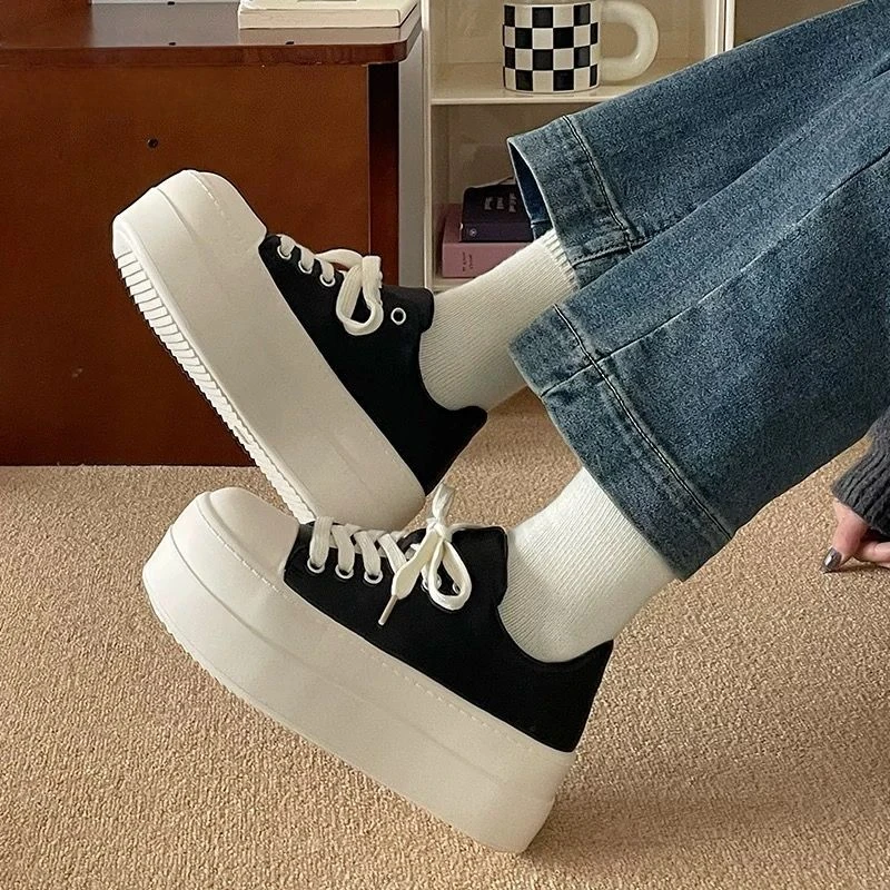 赵露思同款大头厚底增高松糕小白鞋2025秋季新款校园百搭休闲板鞋