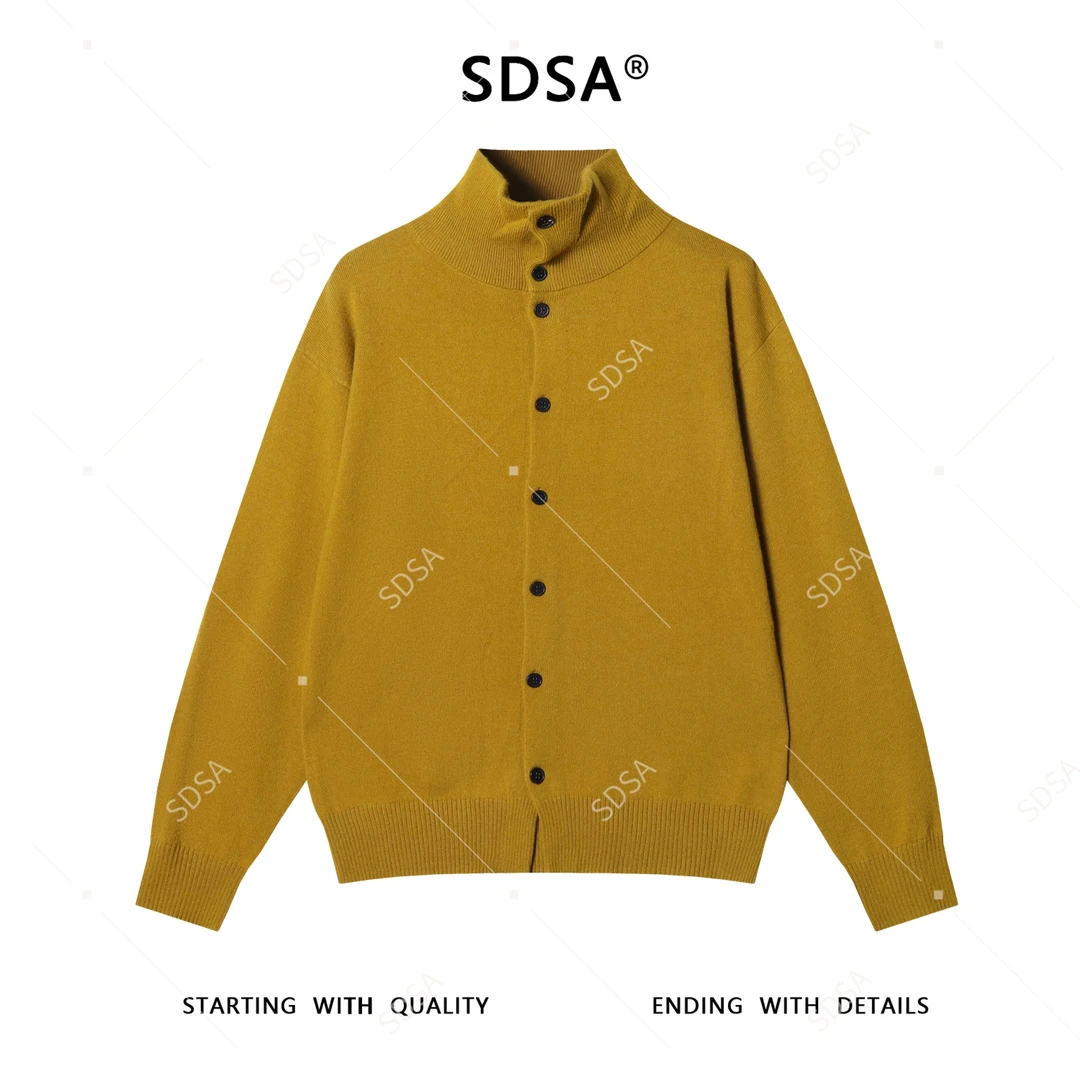 SDSA男士秋冬新款痞帅男装纯色高领纽扣开衫毛衣百搭时尚针织衫