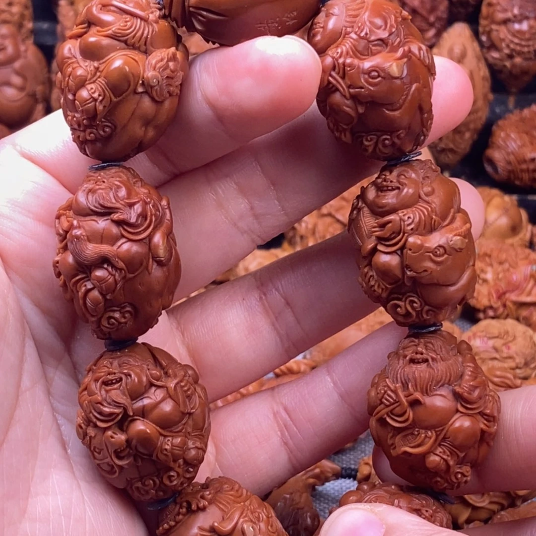 手串/手链橄榄核2.4黄玲老料 骑兽八仙手串