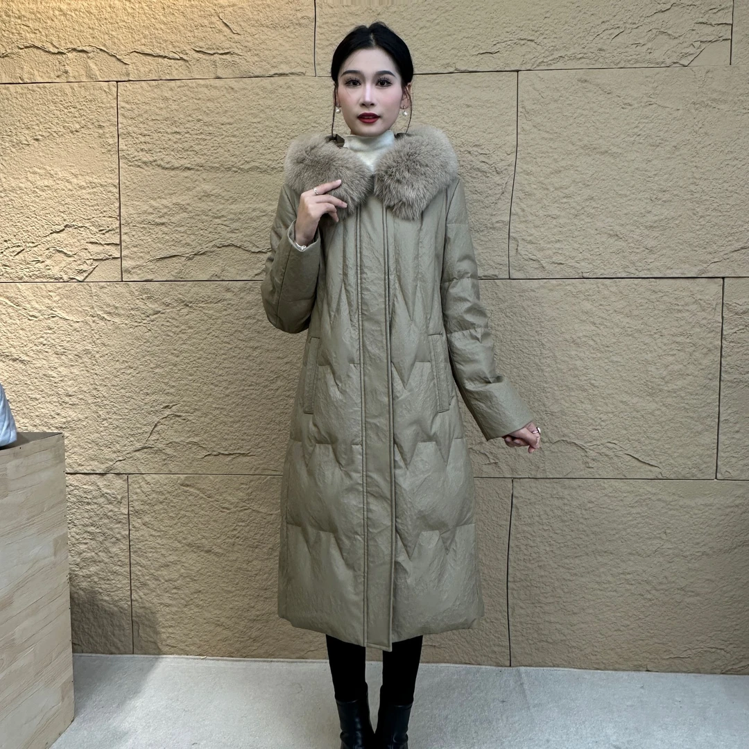厚款中长款拉链羽绒服保暖收腰冬季女士过膝加厚女装羽绒服
