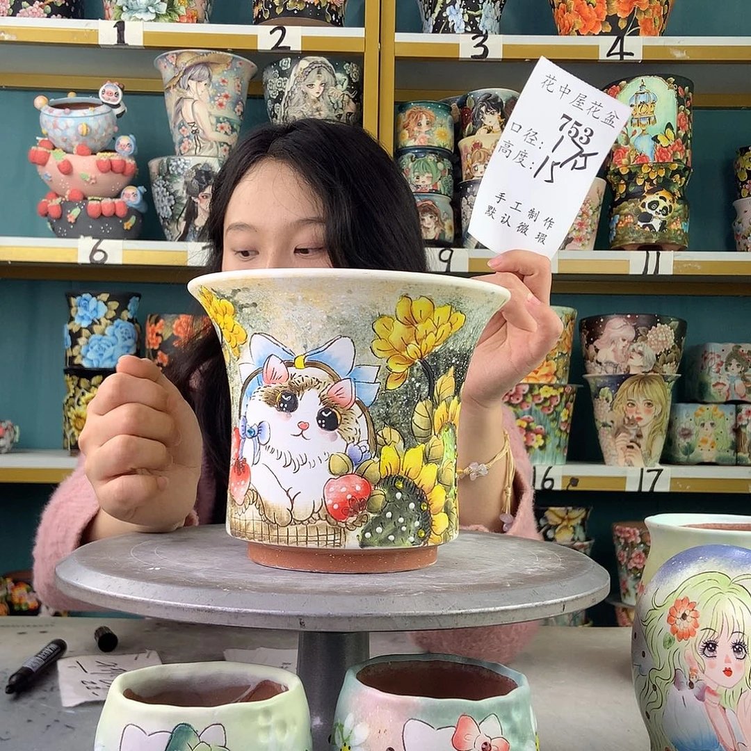 陶景德镇手工花盆753