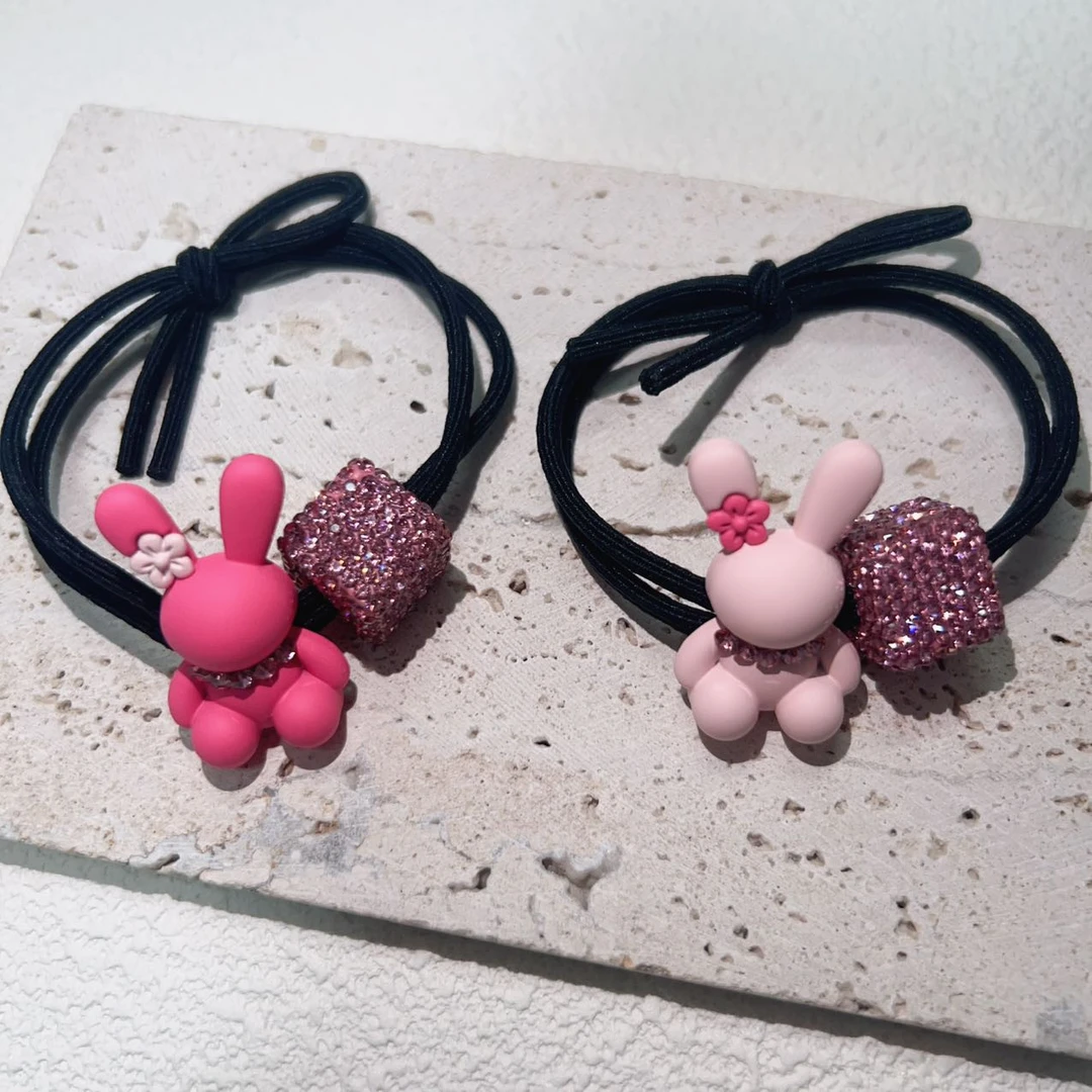 MY SISTERS韩饰可爱卡通手工满钻彩绘小兔双绳高弹发绳S010802