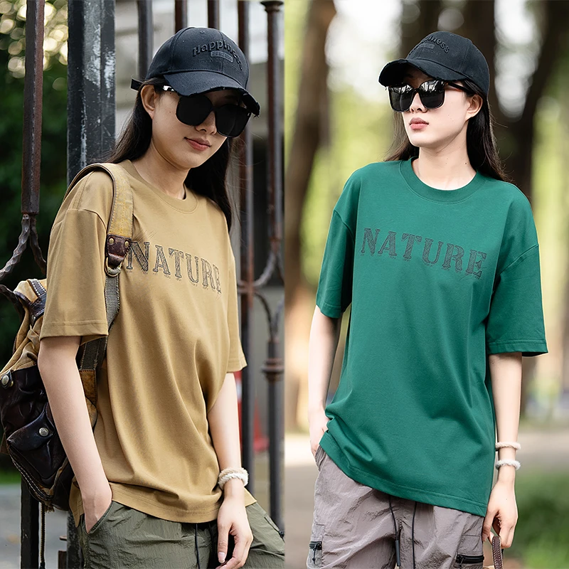 【聚】17289（260克重5级固色）宽松半袖t恤印花圆领短袖T恤男生