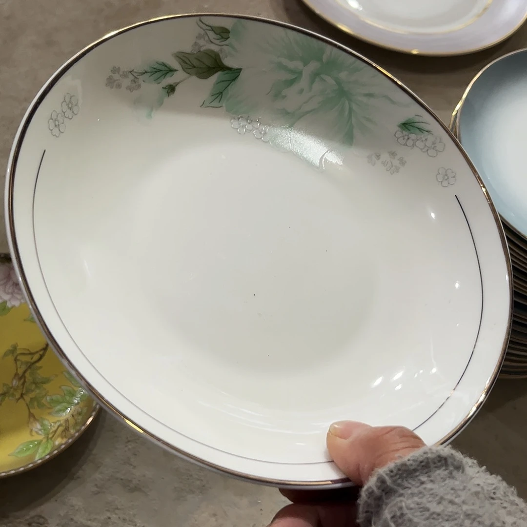 瓷片春风八寸深盘四个微瑕