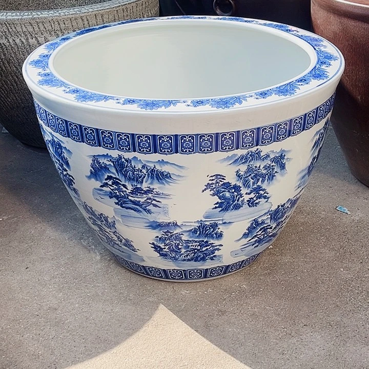 冷***商景德镇陶瓷鱼缸艺术直径90厘米