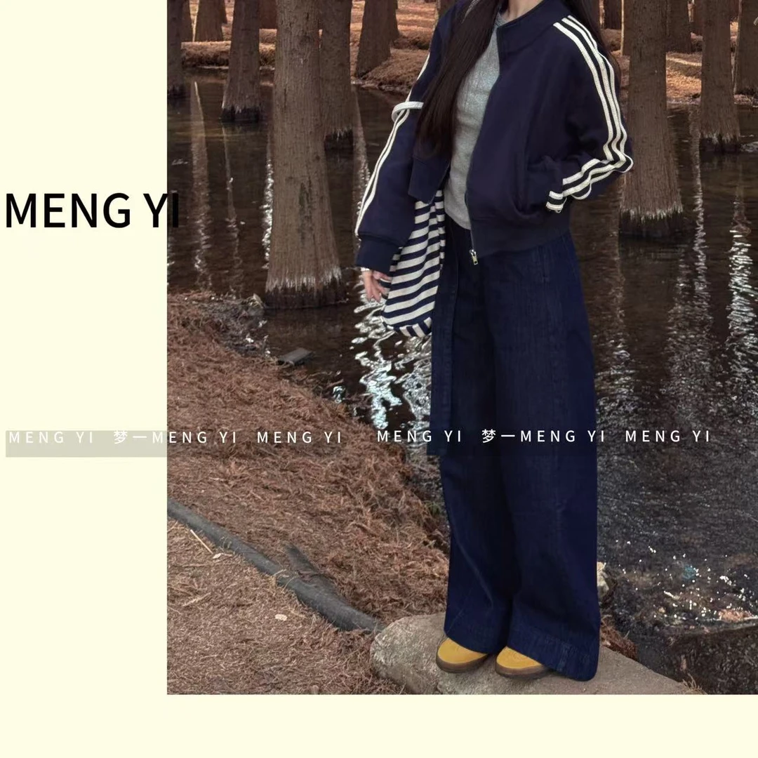 深蓝色遮胯显瘦梨型镰刀牛仔裤my-5020
