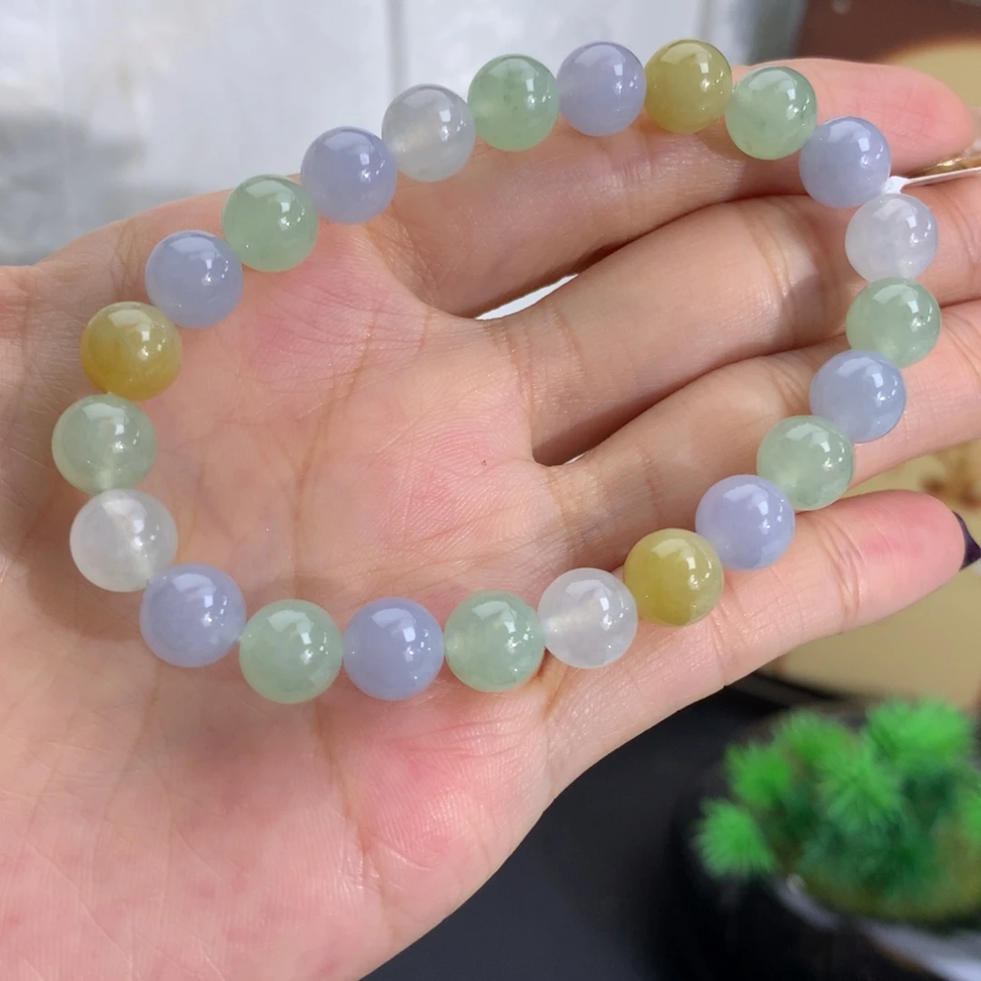 翡翠未镶嵌手串卡8胶润多宝手串