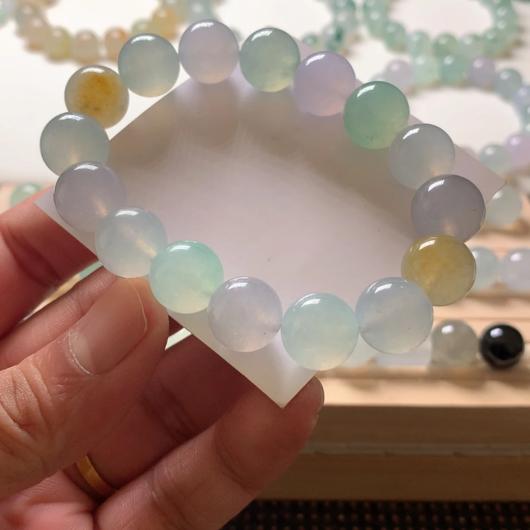 翡翠未镶嵌手链天然翡翠卡12.5手串