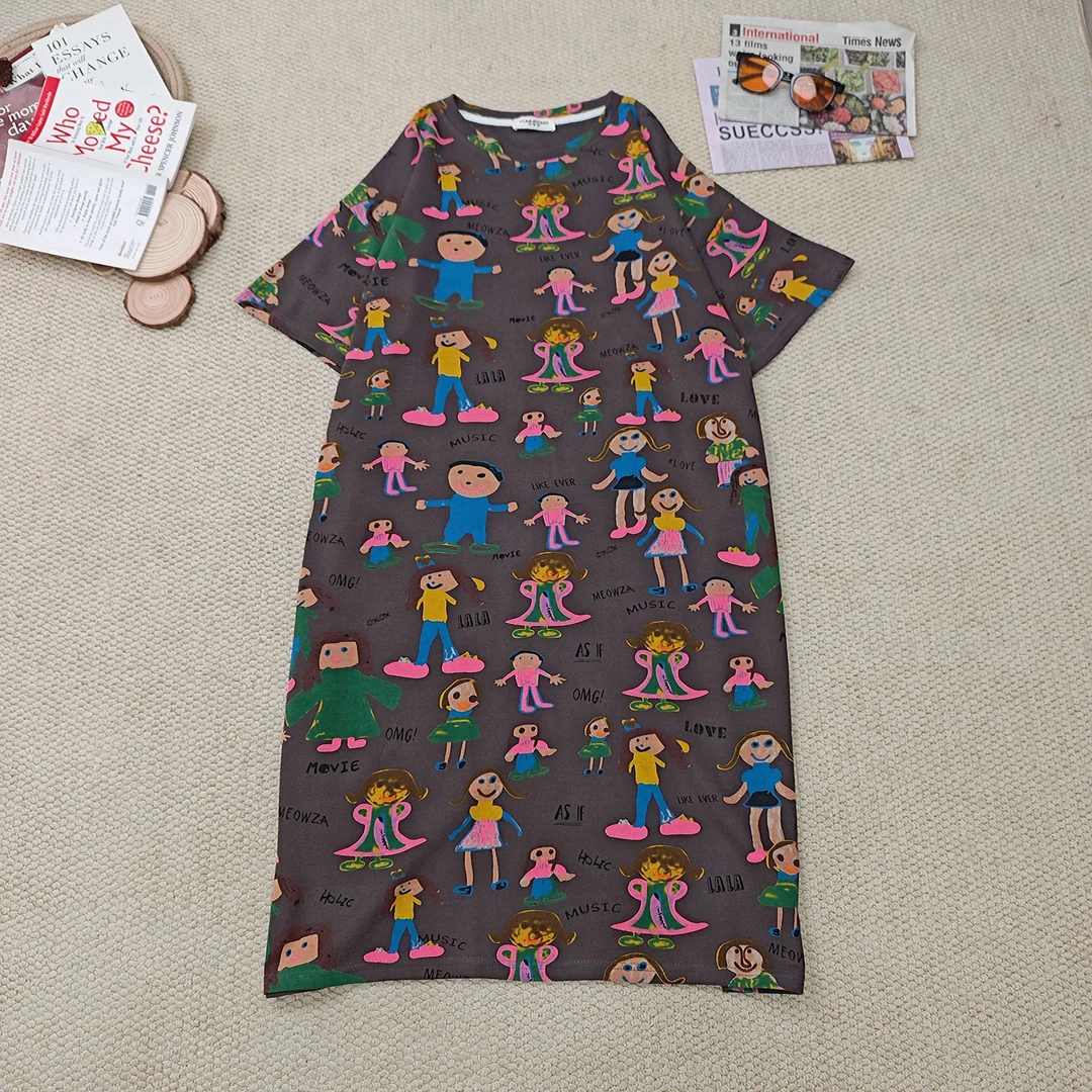 2025夏季新款卡通印花短袖连衣裙2640