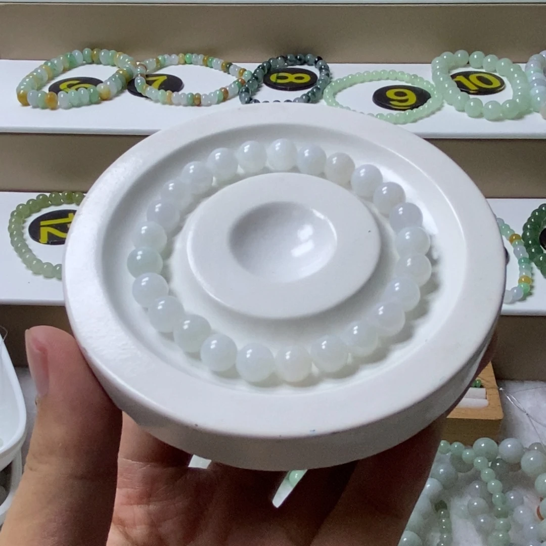未镶嵌手链翡翠白月光圆珠卡7