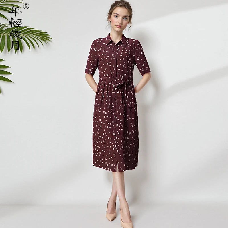 杭州真丝连衣裙高端女2025年夏季新款高端年轻妈妈气质桑蚕丝裙子