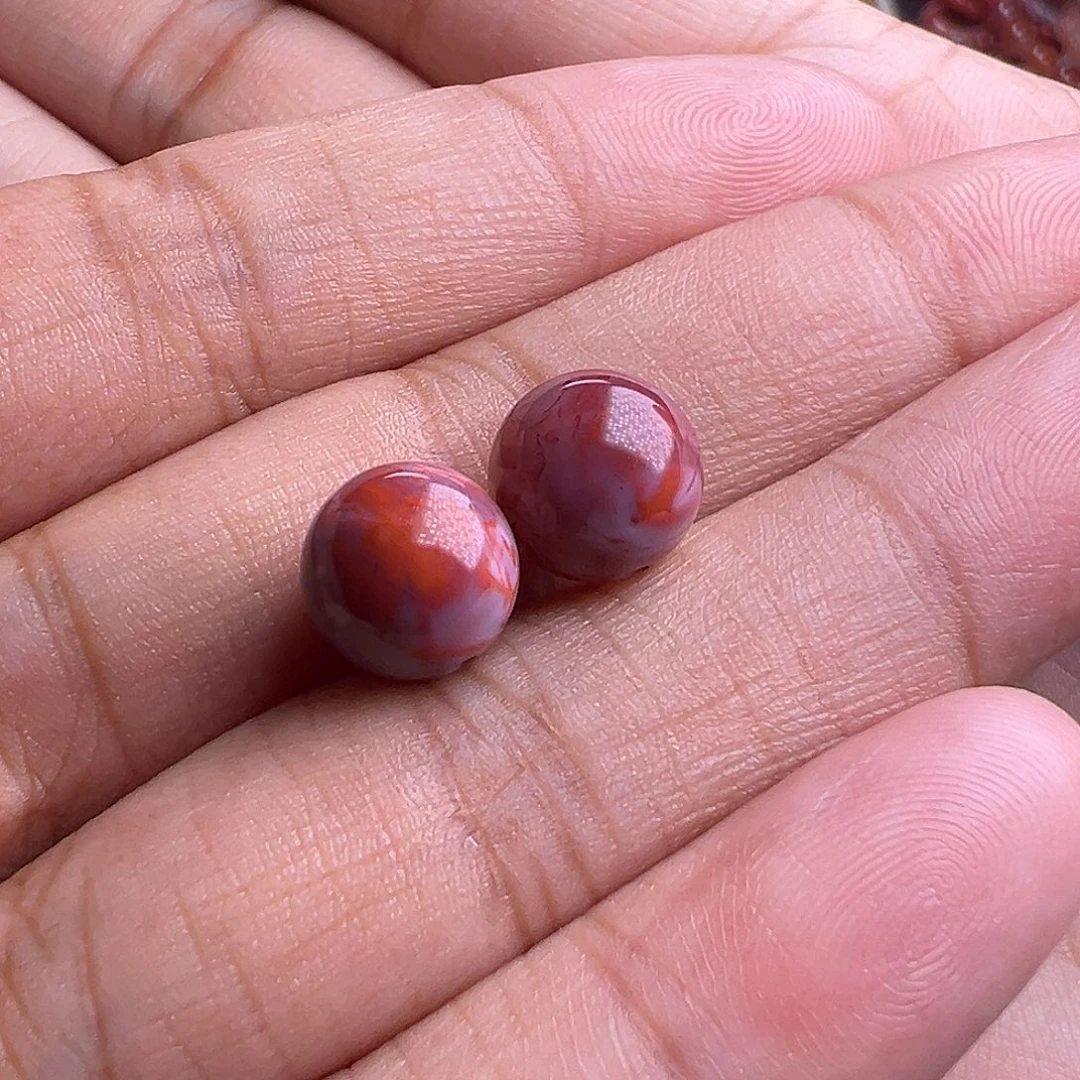 南红玛瑙未镶嵌珠宝奇石紫罗兰火焰纹圆珠9mm