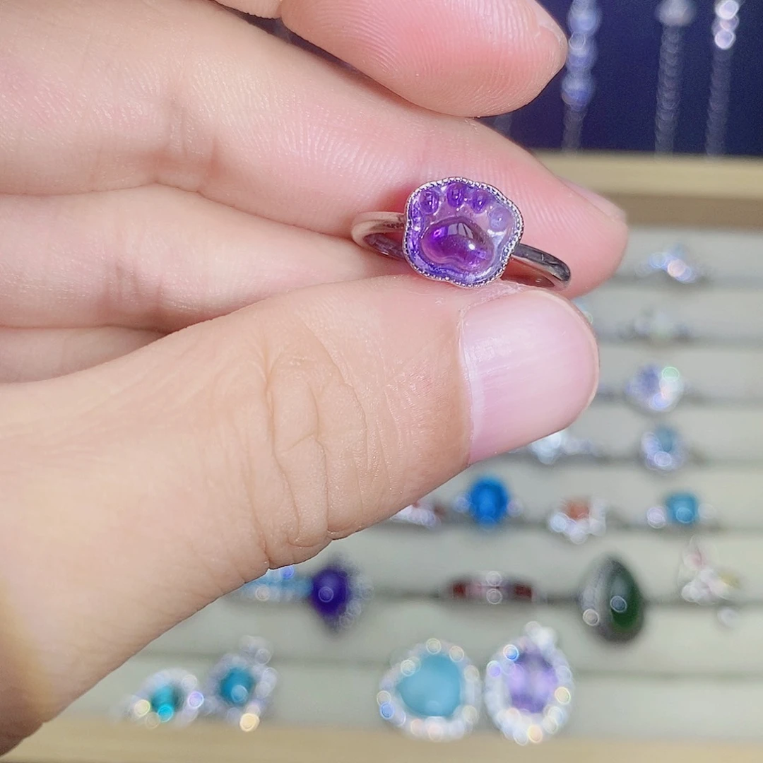 银S925镶嵌戒指紫晶