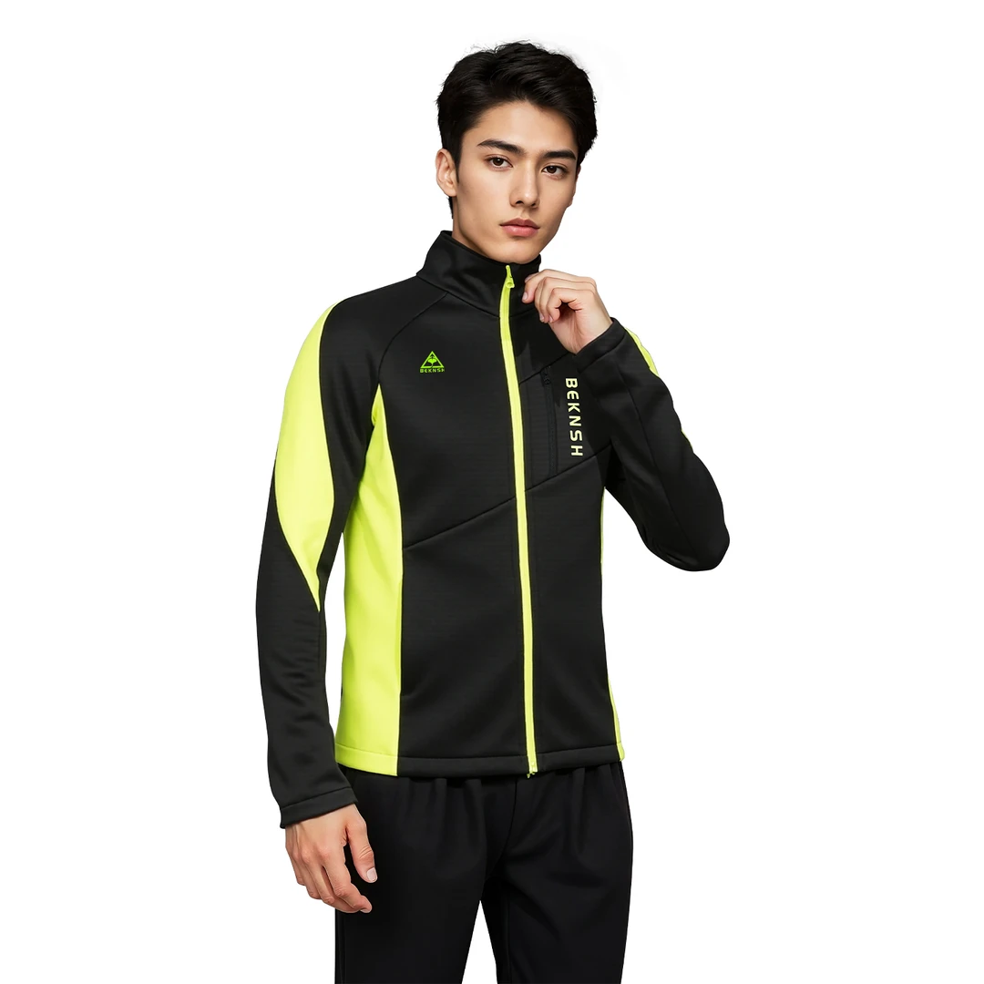 贝肯希修身款男士长袖运动中间层保暖休闲针织外套