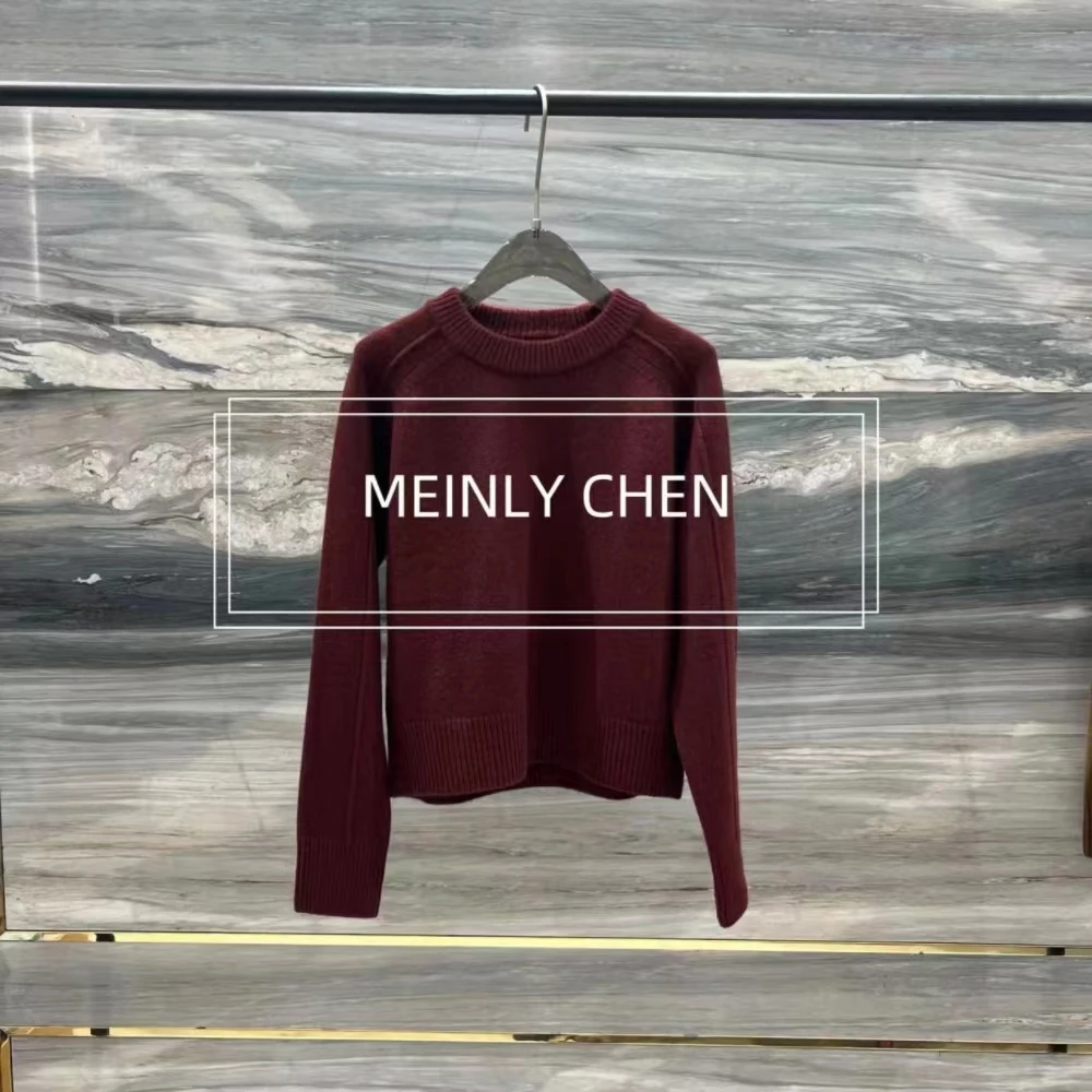 【MEINLY  CHEN】高端设计师款休闲百搭圆领长袖简约羊毛衫2449