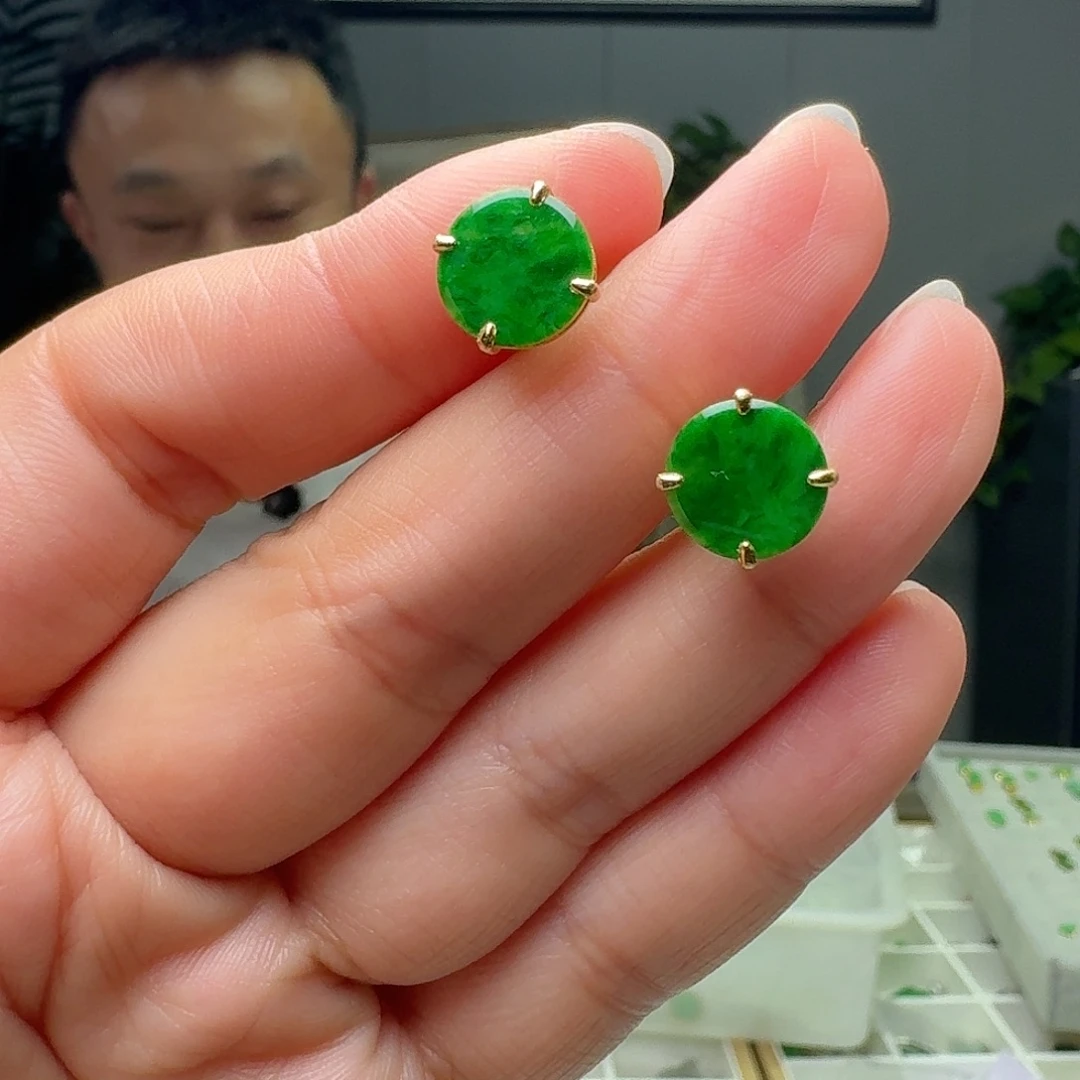 翡翠银S925镶嵌耳饰多样性发货其一