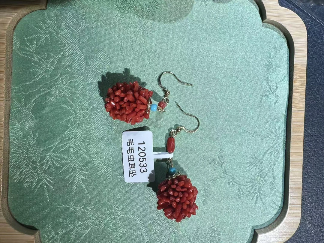 120533 珊瑚毛毛虫耳坠-多样性发其一