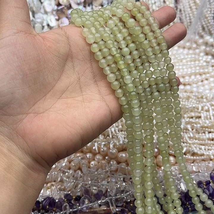 玛瑙/玉髓未镶嵌珠宝半成品2条6mm晴水和田玉几颗有瑕