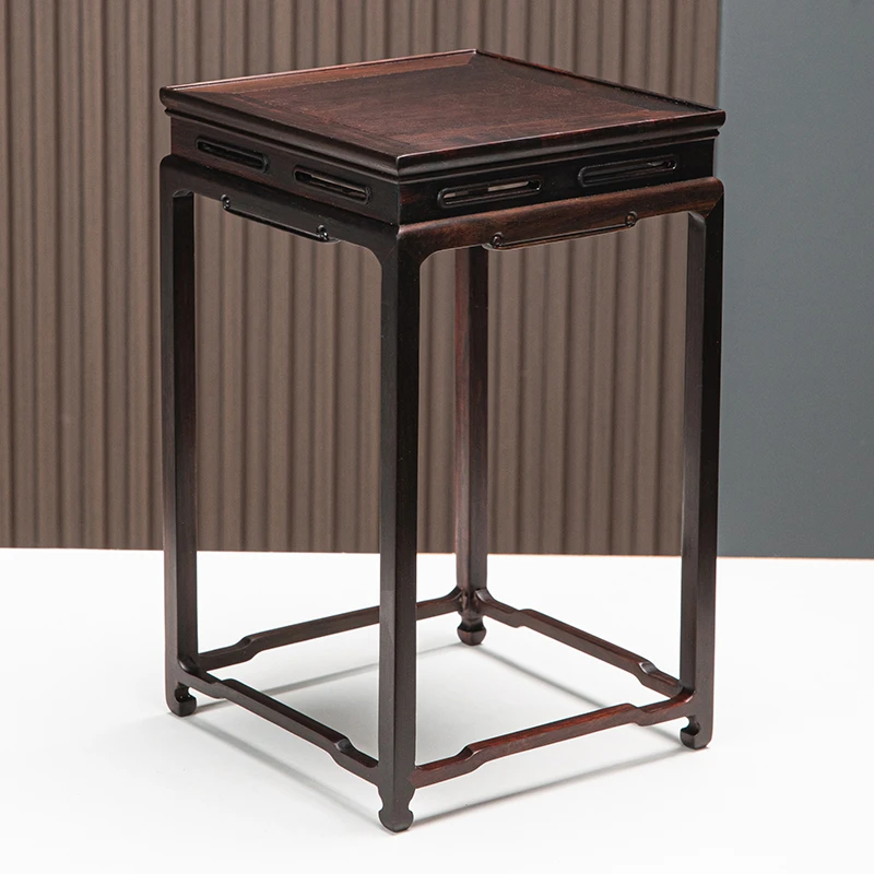 红酸枝红木正方高几奇石玉器摆件花瓶花盆盆景石头实木底座木托架