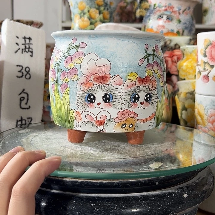 景德镇手绘花盆幸运花盆
