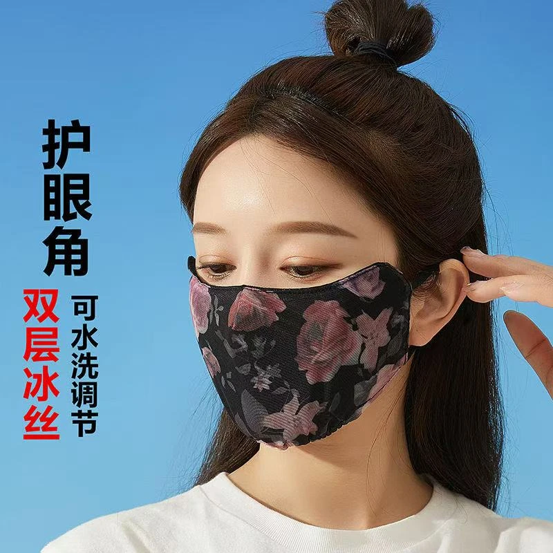 冰丝防晒口罩放紫外线遮脸护眼角面罩遮阳面纱