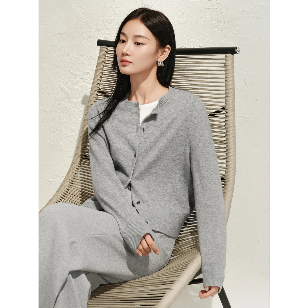 【婷婷专属】玖姿安娜蔻KWFC30604优雅miu系羊毛宽松开衫针织衫