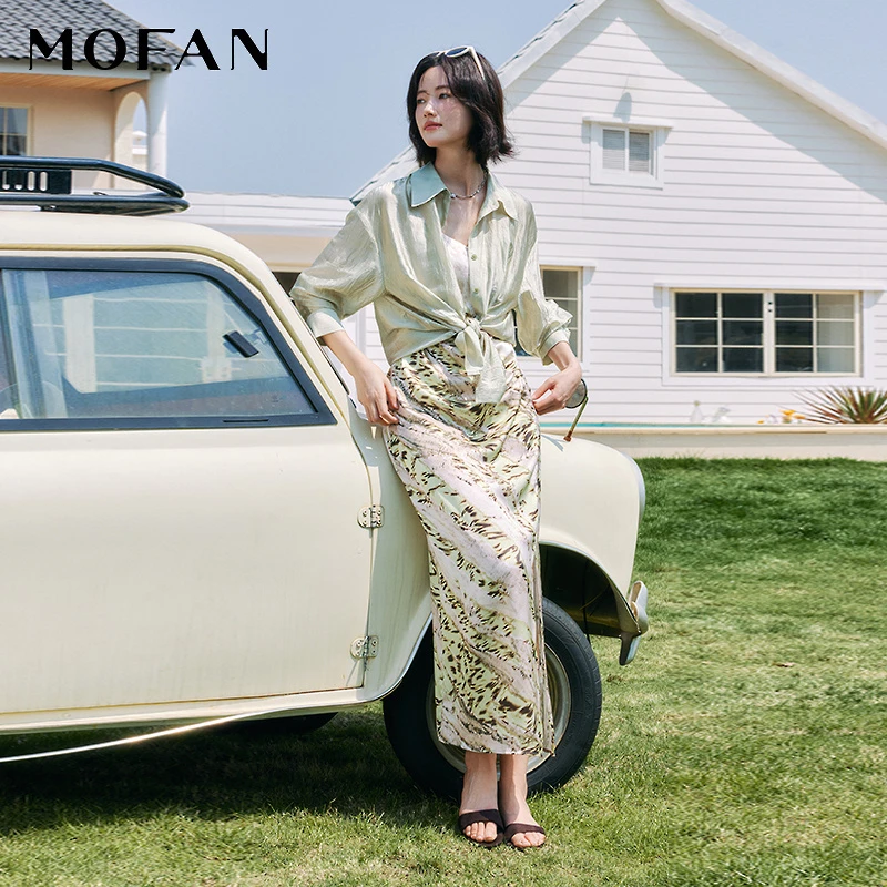 【尚雅专属】MOFAN摩凡夏新款卡其花纹连衣裙MAL562098