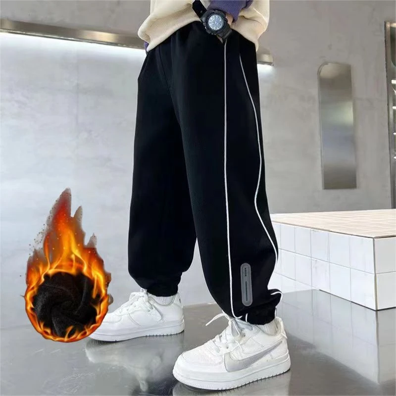 男童加绒裤子冬季款中大童2025宽松休闲长裤儿童运动新款卫裤潮流