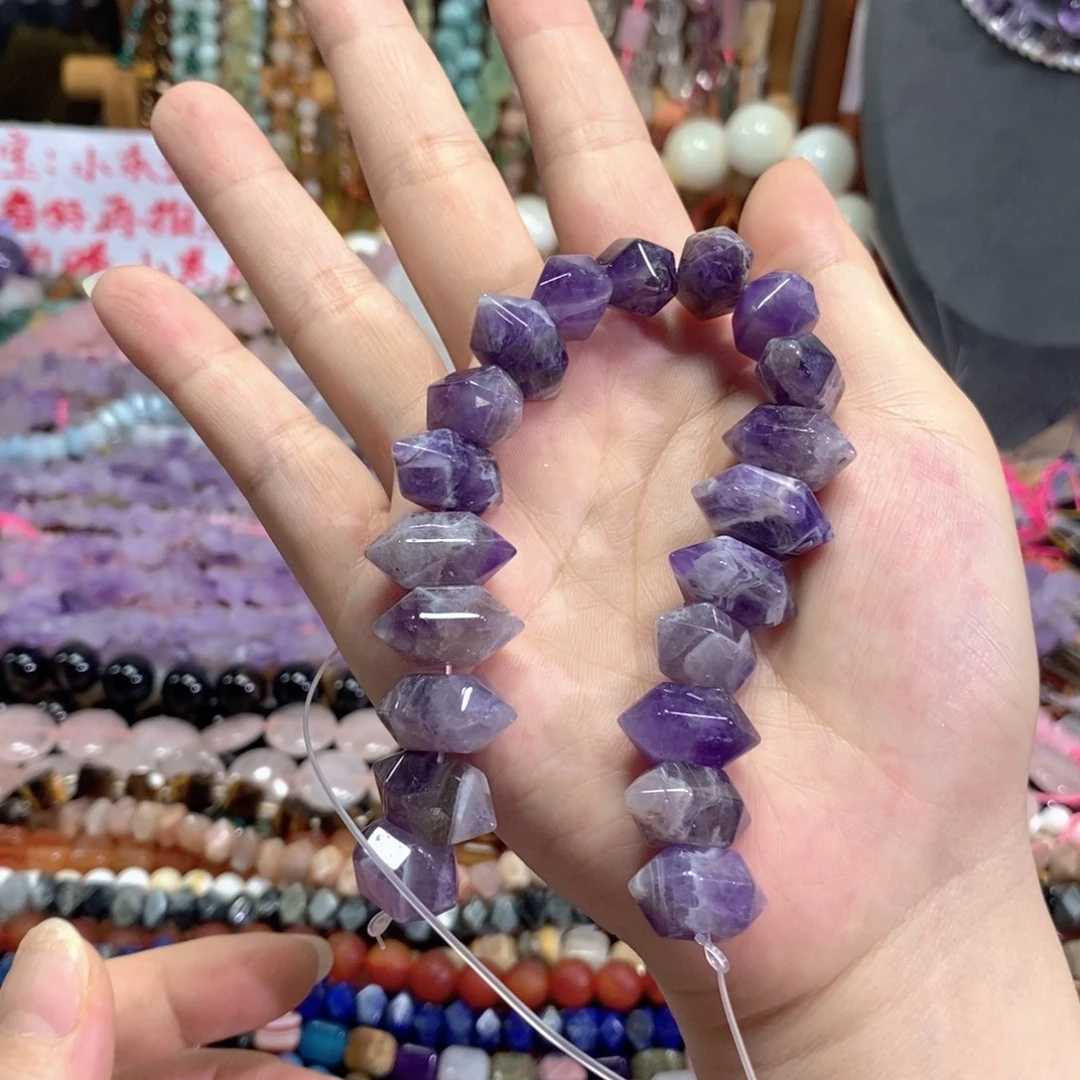 未镶嵌玛瑙/玉髓珠宝半成品紫水晶双尖20颗