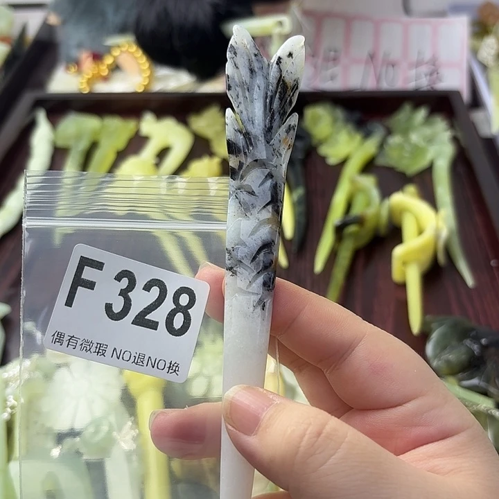 月***湾合金蛇纹石玉发饰