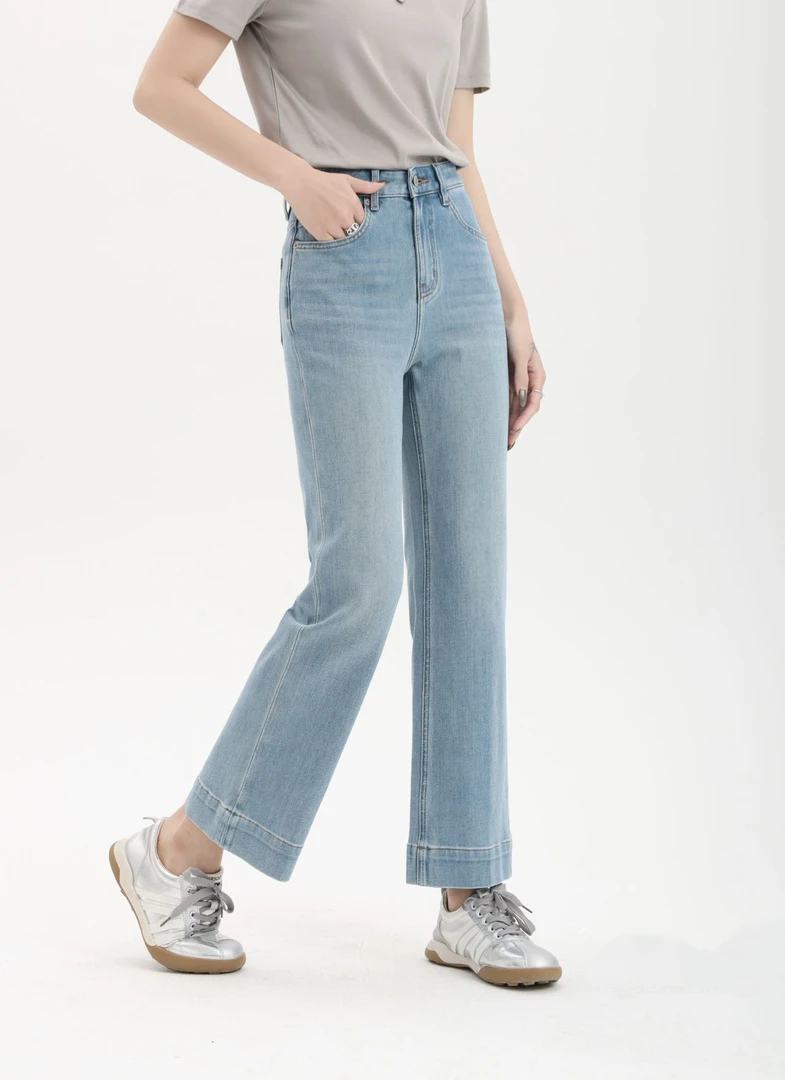 FUJIA STYLE新款气质休闲韩版简约纯色直筒休闲牛仔裤Q1562