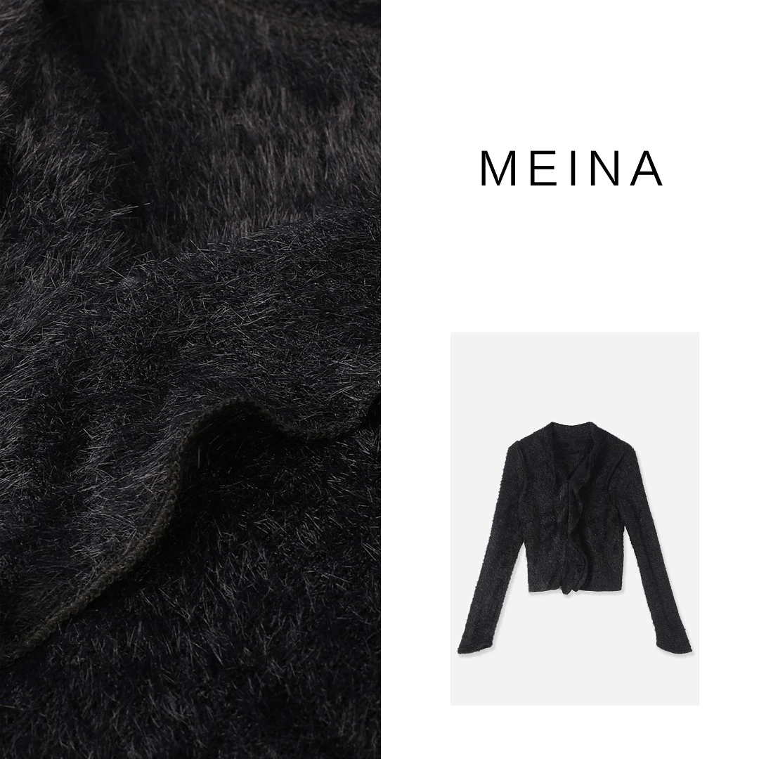 MEINA【夜色温柔】秋冬时髦洋气高级感扭结设计气质修身长袖V领上衣