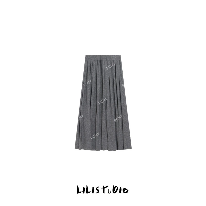 PCNY「灰色轨迹」不理理早秋新款小众女装慵懒感舒适半身裙