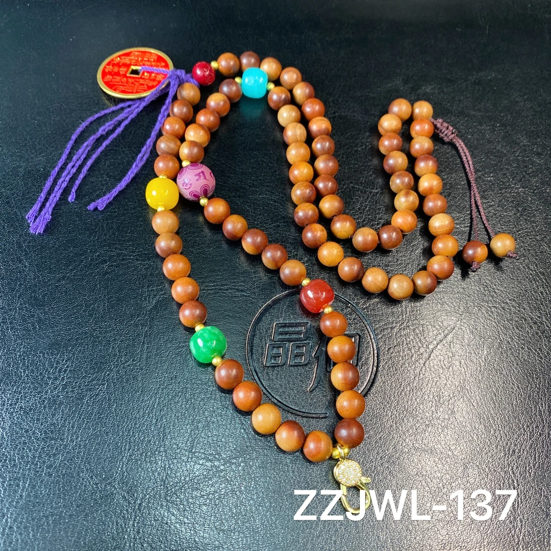 铜合金手链 晶仰ZZJWL-137雷击枣木彩多宝木珠毛衣链