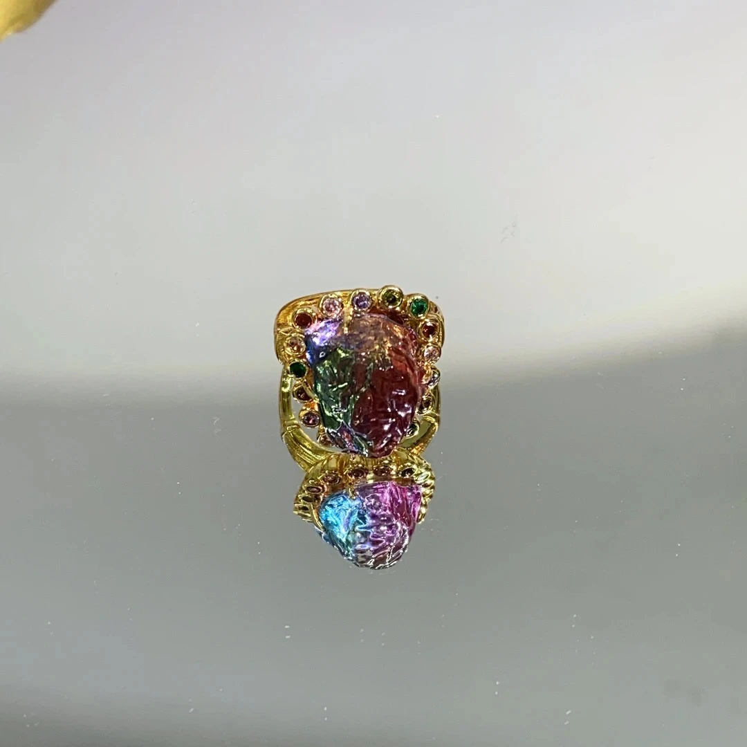 铜合金合成锆石戒指 TTSD 七彩YS糖果色精致时尚戒指1430气质