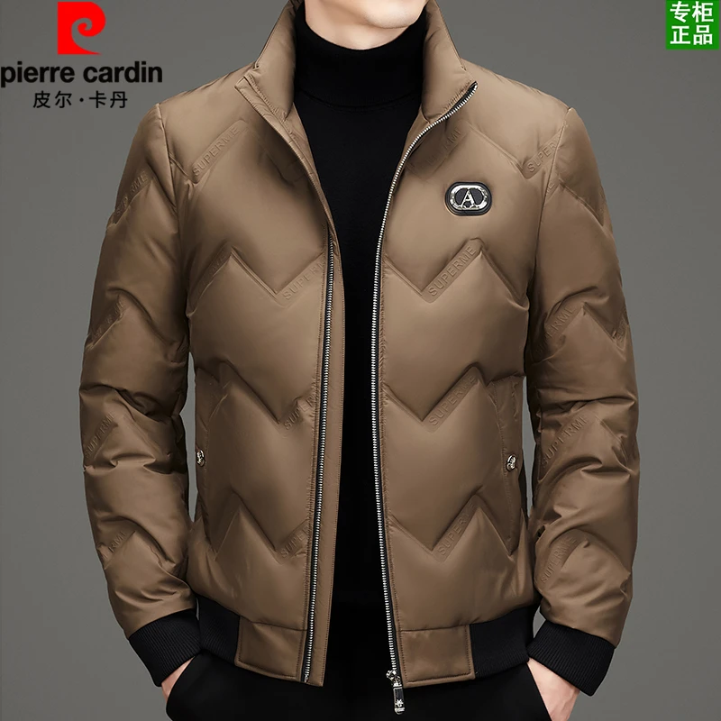 皮尔卡丹男款冬季鸭绒保暖立领外套中青年男士潮流商务休闲羽绒服