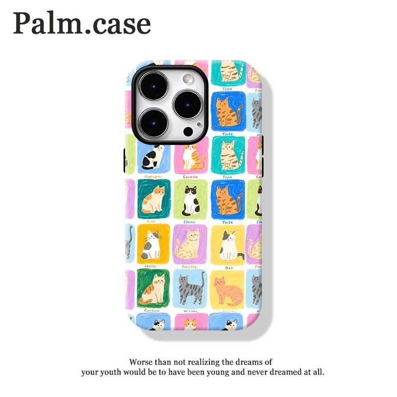 菲林二合一适用华为/oppo/vivo/小米/一加/苹果ins手机壳多只猫咪