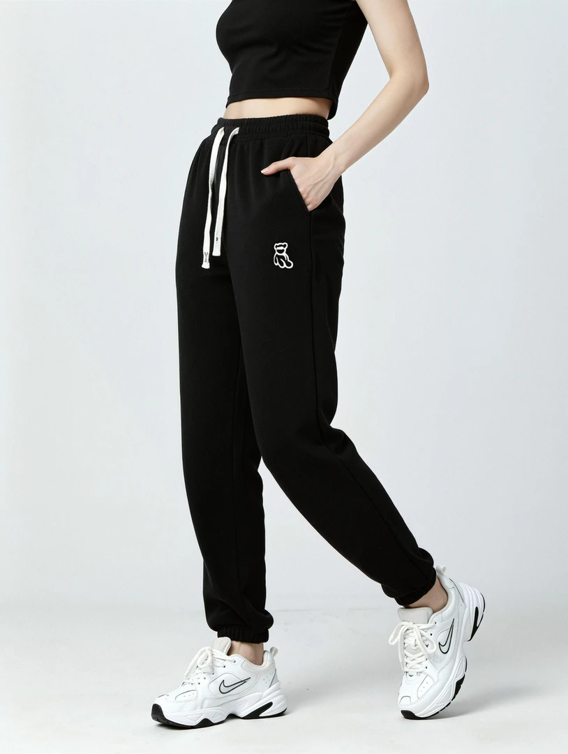 吉恩加厚加绒卫裤冬松紧腰束脚裤高弹保暖休闲裤长裤家居情侣外穿