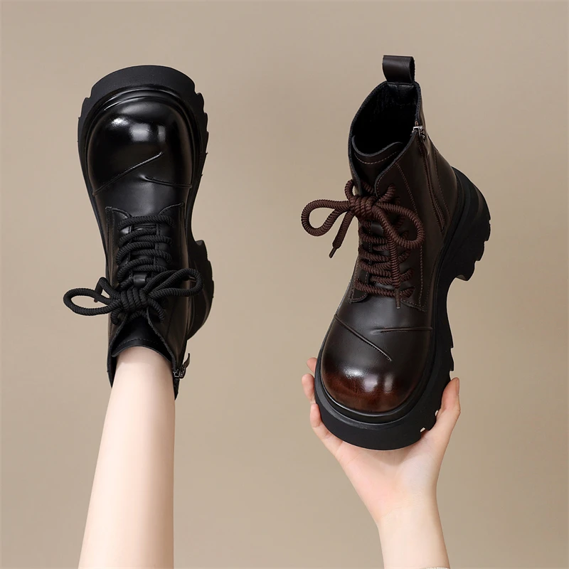 厚底马丁靴女2025年秋冬新款英伦风网红爆款时尚靴子百搭显瘦短靴