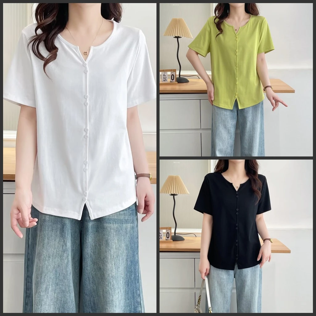 梦冬佳--110-190斤大码女装纯色休闲百搭显瘦正肩短袖T恤胖mm夏装