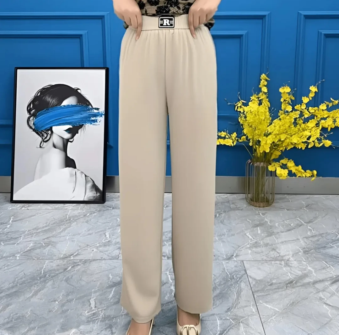 夏季休闲裤女夏季薄款长裤百搭高腰松紧腰森系