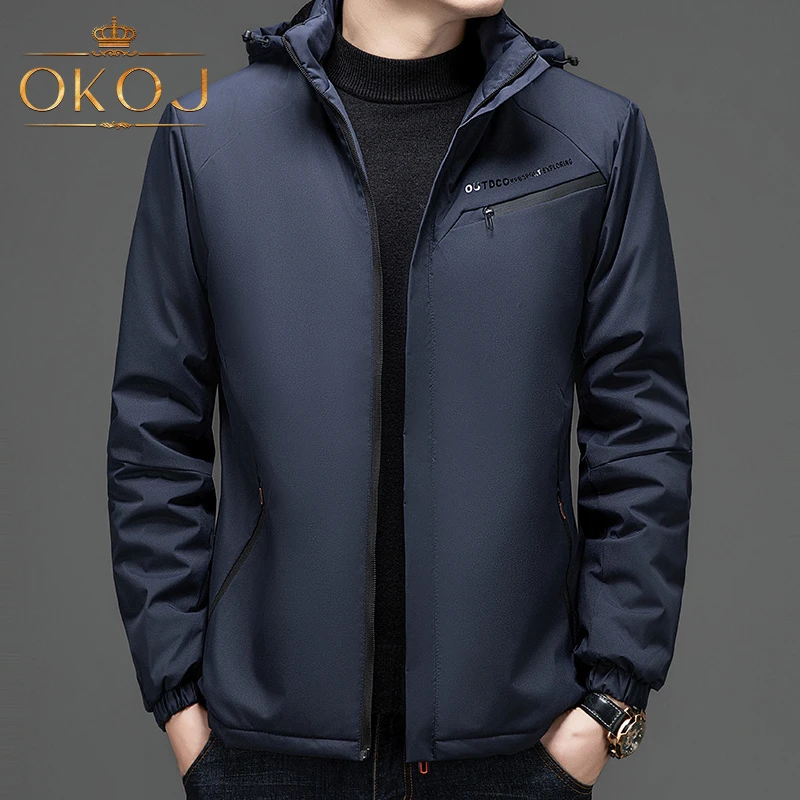 OKOJ时尚休闲棉服男士连帽防风防寒保暖秋冬新款户外运动棉衣外套