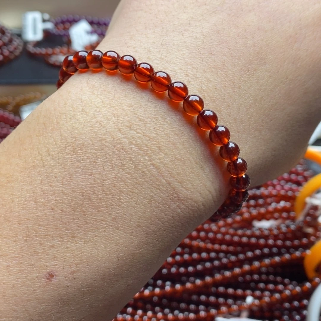未镶嵌手链石榴石5.8mm毕业级橙红色