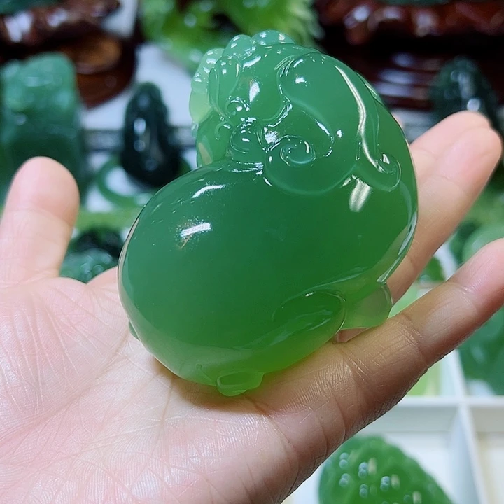 蛇纹石玉合金手把件纯****1