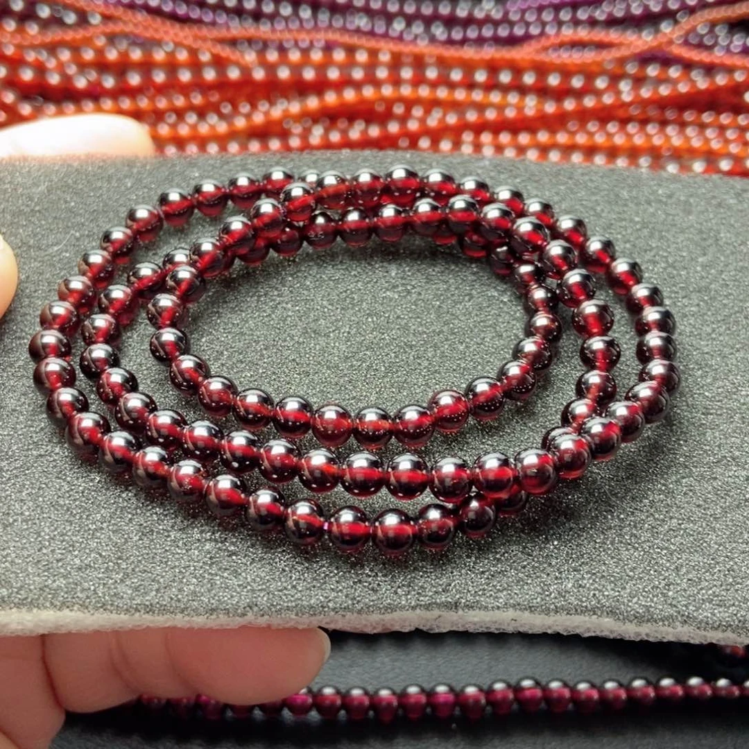 未镶嵌手链石榴石5酒红色