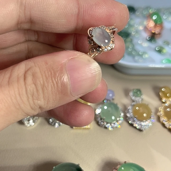 翡翠银S925镶嵌戒指