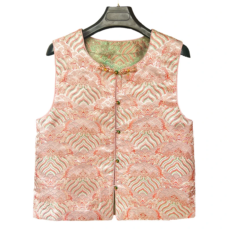 《江崖海水纹》新中式宋锦双面双穿马甲2025夏季新款改良盘扣背心