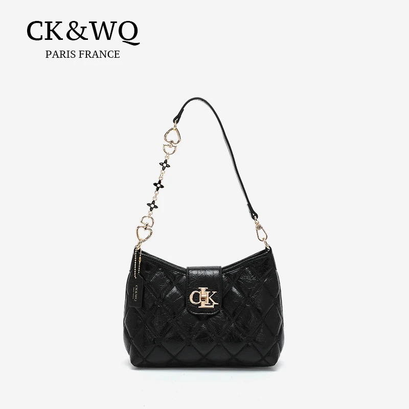 CK&WQ包包女款爆款2025  百搭小香风菱格单肩斜挎腋下手提女包包