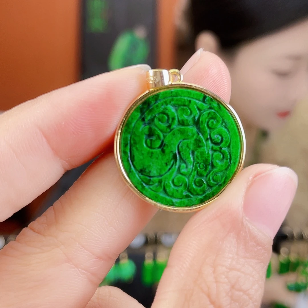 翡翠银S925镶嵌耳饰